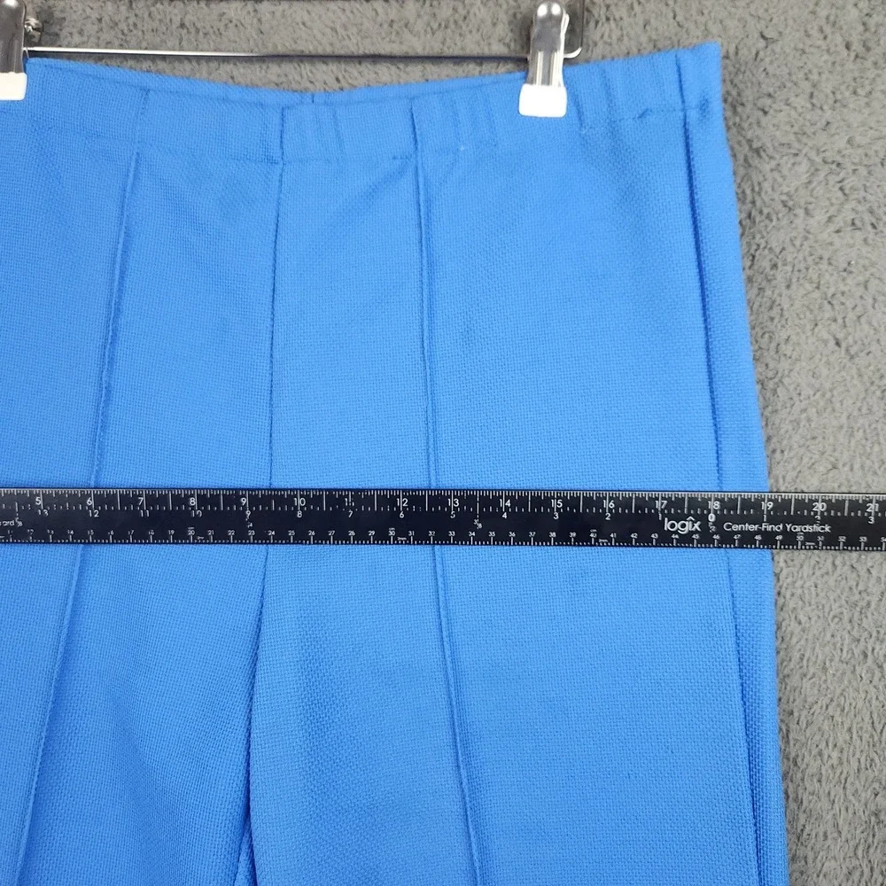Vintage Sears Blue Double Knit Slacks Womens 12 32x30 Wide Leg Made in USA 70s